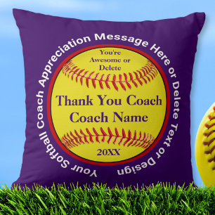 Personalized Softball Coach Gifts Purple Any Color Throw Pillow