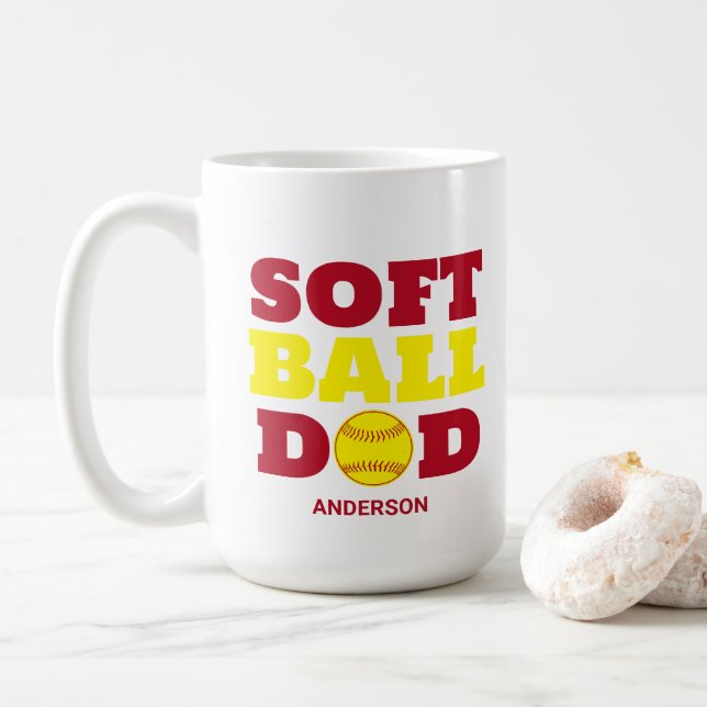 Personalized Softball Dad Father's Day Coffee Mug (With Donut)