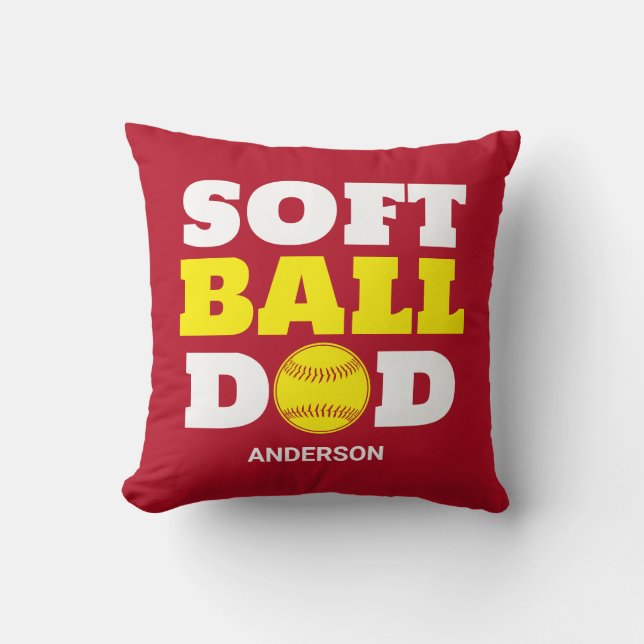 Personalized Softball Dad Father's Day Throw Pillow (Front)