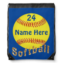 Personalized Softball Drawstring Backpack Personalized Softball Drawstring Backpack