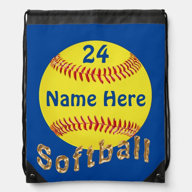 Personalized Softball Drawstring Backpack (Front)