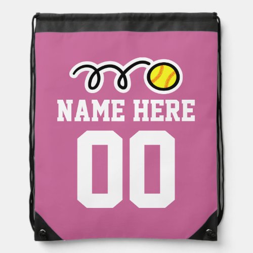 Personalized softball drawstring backpack bag