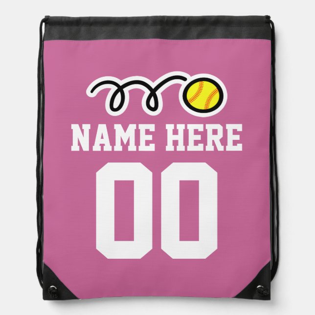 Personalized softball drawstring backpack bag (Front)