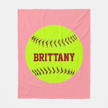 Personalized Softball Fleece Blanket by Baysideimages at Zazzle