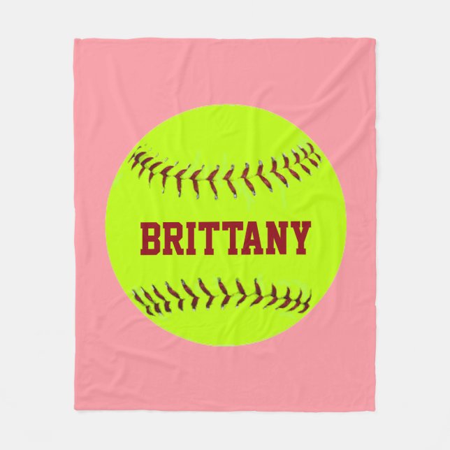 Personalized Softball Fleece Blanket (Front)