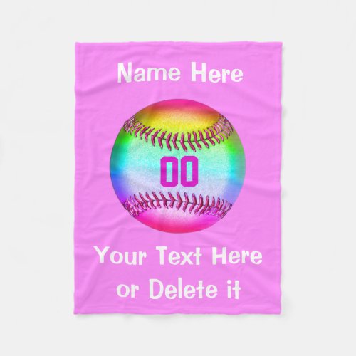 Personalized Softball Fleece Blanket