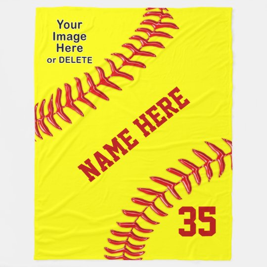 Personalized Softball Fleece Blanket, Text, Photo | Zazzle.com