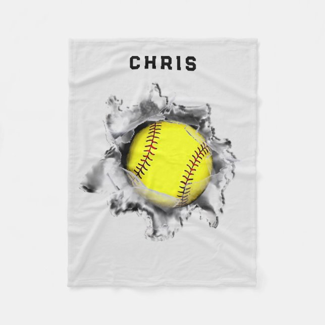 Personalized Softball Gift Fleece Blanket (Front)