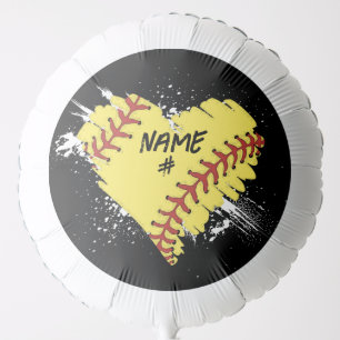 Personalized Softball Heart Balloons