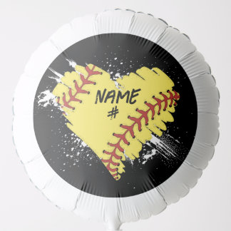 Personalized Softball Heart Balloons
