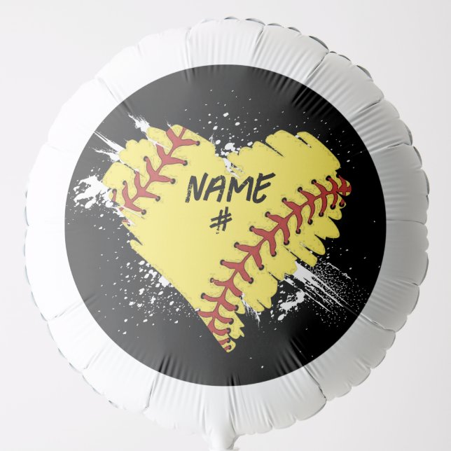 Personalized Softball Heart Balloons (Front)