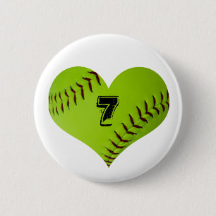 Personalized softball heart button
