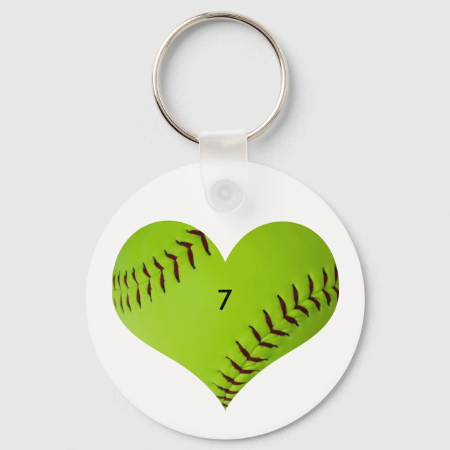 Personalized softball heart keychain (Front)