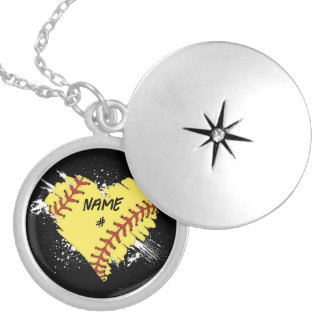 Personalized Softball Heart Necklace
