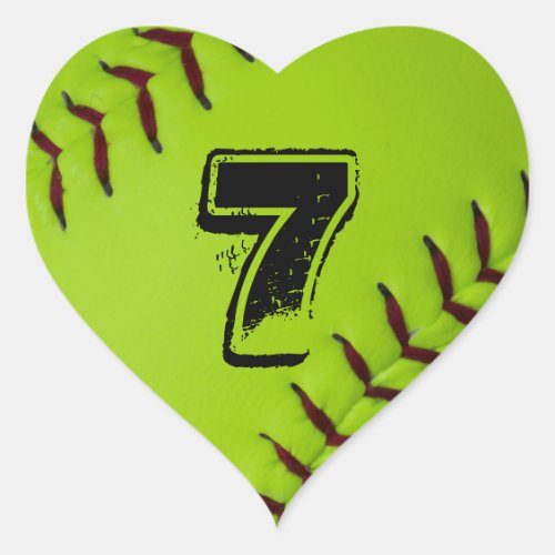 Personalized Softball Heart sticker