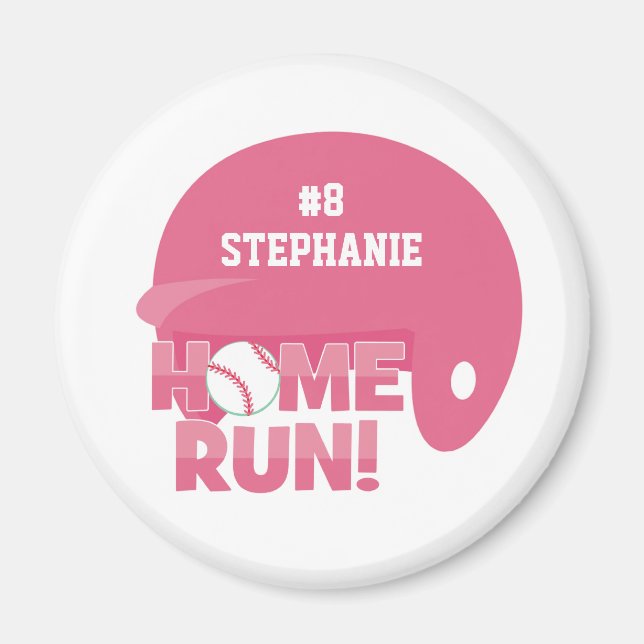Personalized softball home run helmet magnet (Front)