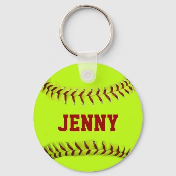 Personalized Softball Keychain by Baysideimages at Zazzle