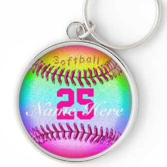 PERSONALIZED Softball Keychains NUMBER and NAME