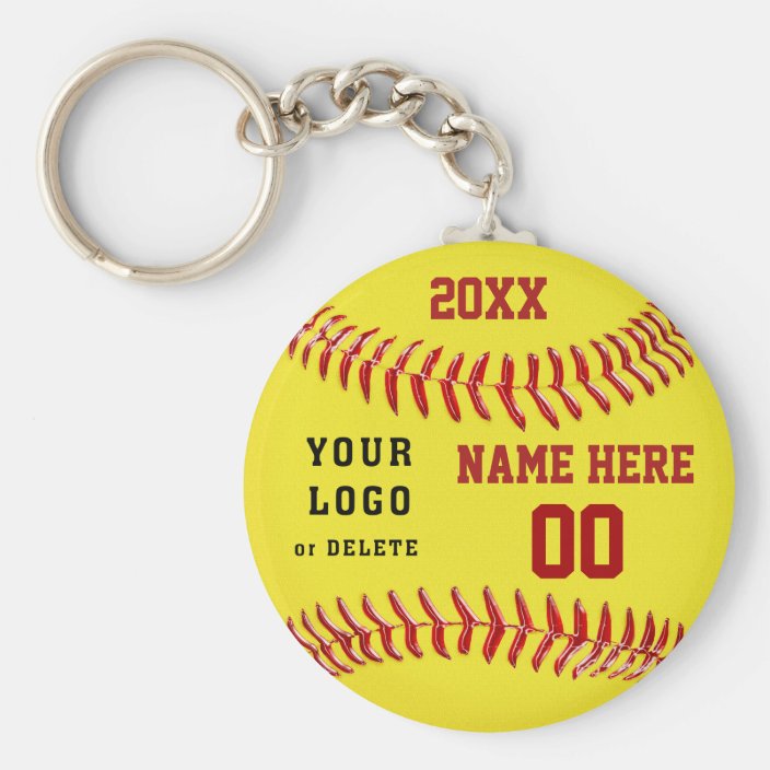 Personalized Softball Keychains Your Text and Logo