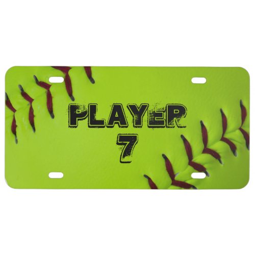 Personalized softball license plate