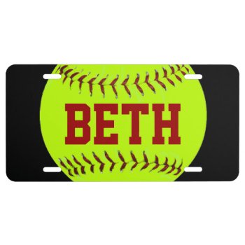 Personalized Softball License Plate by Baysideimages at Zazzle