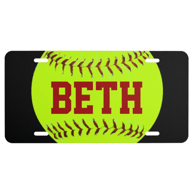 Personalized Softball License Plate (Front)
