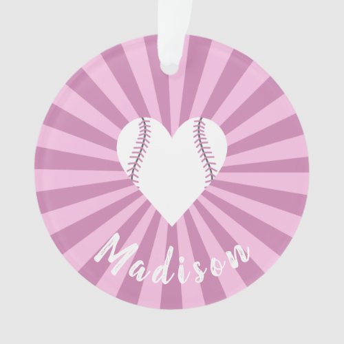 Personalized Softball Love Retro Vintage Sunburst Ornament