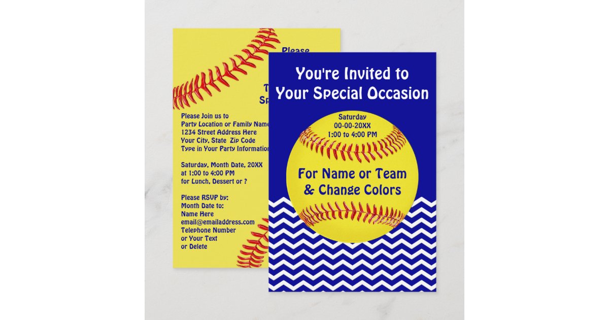 Personalized Softball Party Invitations | Zazzle