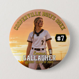 Personalized Softball Photo Button