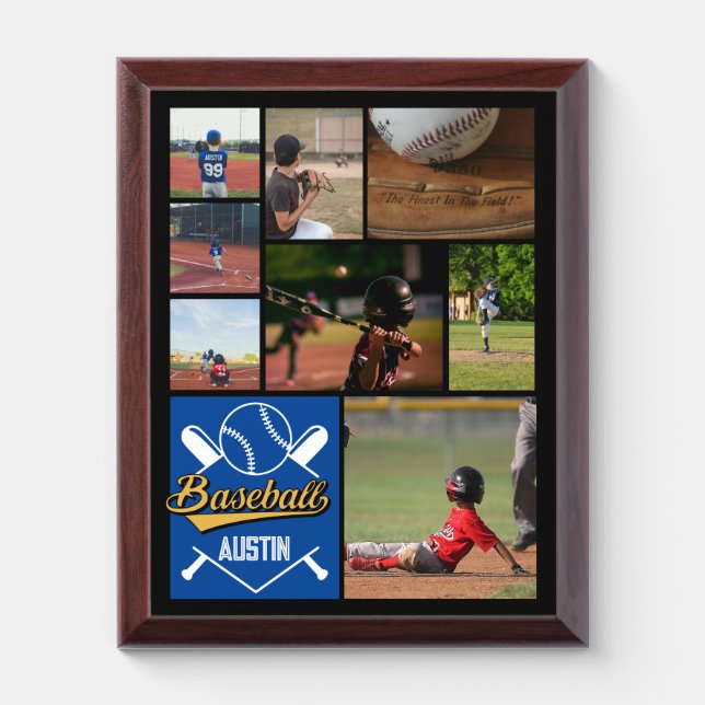 Personalized Softball Photo Collage Name Team # Award Plaque (Vertical)