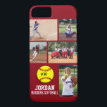 Personalized Softball Photo Collage Name Team iPhone 8/7 Case<br><div class="desc">This personalized Softball iPhone case features your 5 photos, player&#39;s name, number and team name. Personalize with action shots, a team photo, tournament photos, etc. Easily change the background color to match your team&#39;s colors - just click customize and then the small eye dropper. The perfect photo collage to show...</div>