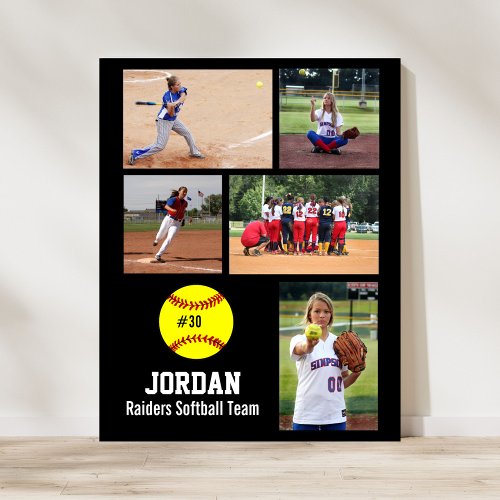 Personalized Softball Photo Collage Name Team  Poster