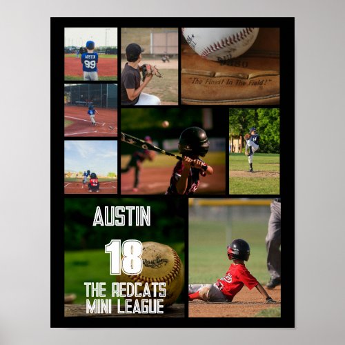 Personalized Softball Photo Collage Name Team  Poster