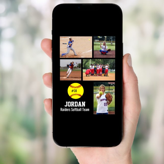 Personalized Softball Photo Collage Name Team # Poster (Front Digital)