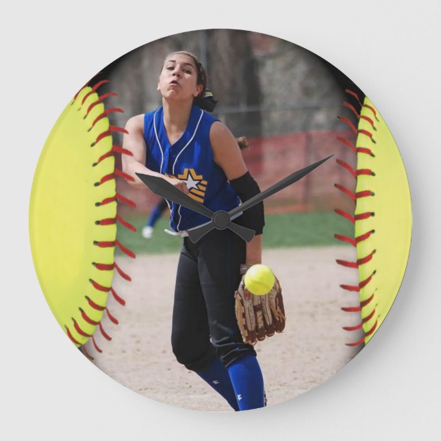 Personalized Softball Photo Large Clock (Front)
