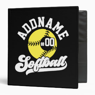 Personalized Softball Player ADD NAME Retro Team 3 Ring Binder