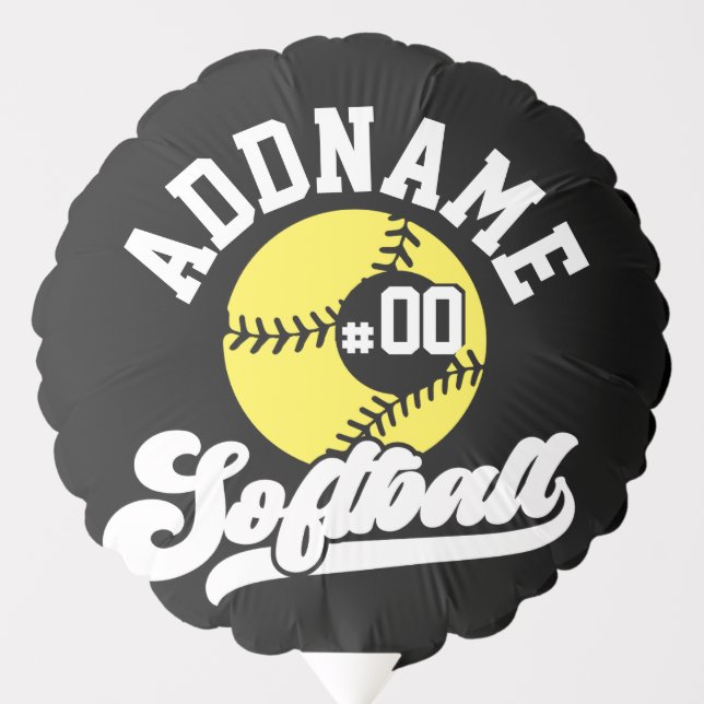 Personalized Softball Player ADD NAME Retro Team Balloon (Front)
