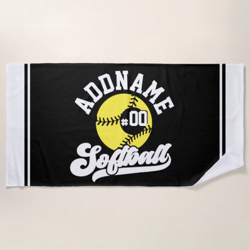 Personalized Softball Player ADD NAME Retro Team Beach Towel