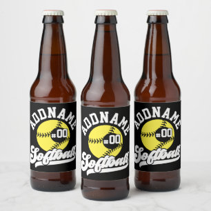 Personalized Softball Player ADD NAME Retro Team Beer Bottle Label