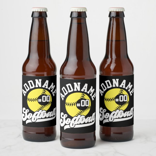 Personalized Softball Player ADD NAME Retro Team Beer Bottle Label (Bottles)