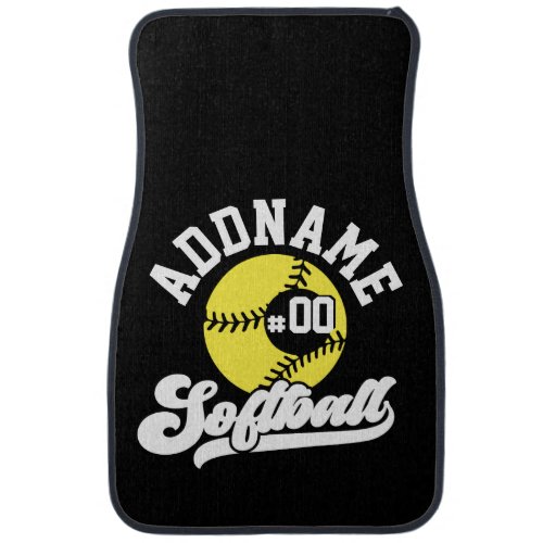 Personalized Softball Player ADD NAME Retro Team Car Floor Mat