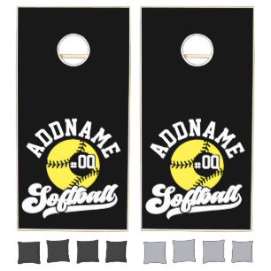 Personalized Softball Player ADD NAME Retro Team Cornhole Set