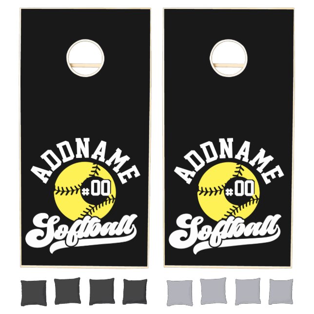 Personalized Softball Player ADD NAME Retro Team Cornhole Set (Set)