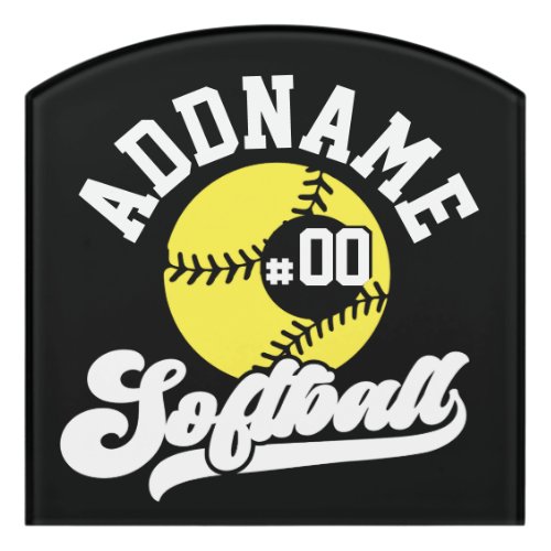 Personalized Softball Player ADD NAME Retro Team Door Sign