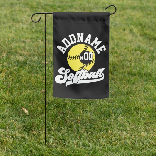 Personalized Softball Player ADD NAME Retro Team Garden Flag