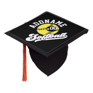 Personalized Softball Player ADD NAME Retro Team Graduation Cap Topper