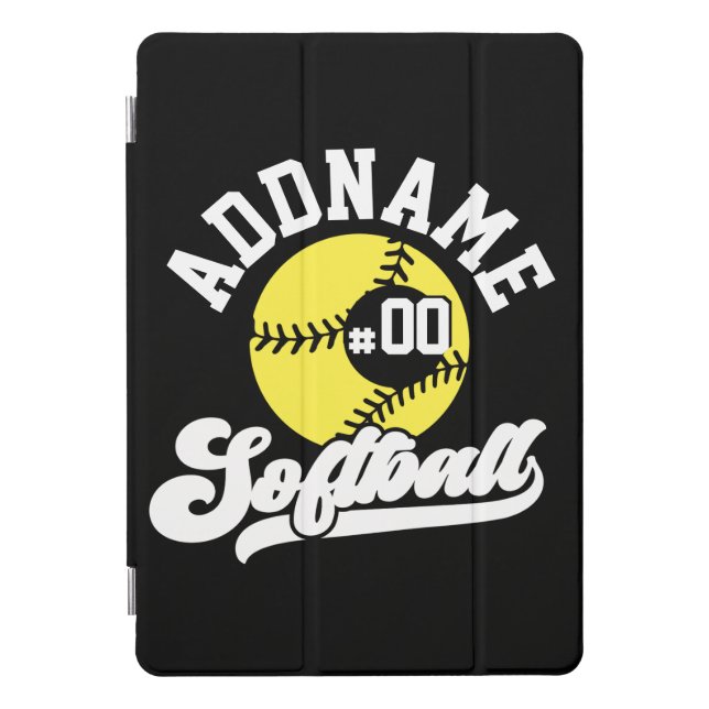 Personalized Softball Player ADD NAME Retro Team iPad Pro Cover (Front)