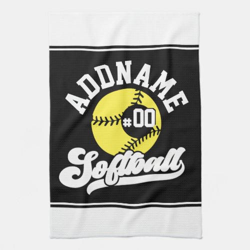 Personalized Softball Player ADD NAME Retro Team Kitchen Towel