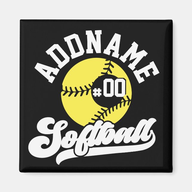 Personalized Softball Player ADD NAME Retro Team Magnet (Front)