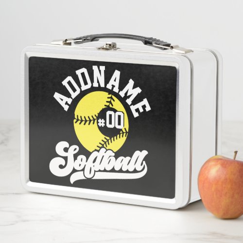 Personalized Softball Player ADD NAME Retro Team Metal Lunch Box